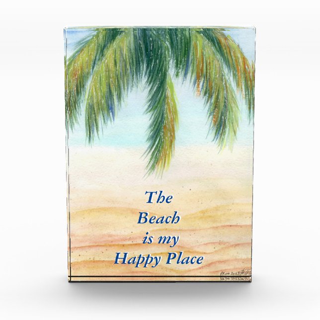 Bloque Para Fotos Palmera en un día soleado en la playa (Anverso)