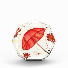 Bloque Para Fotos Paraguas rojos luminosos y hojas rojas acuarela