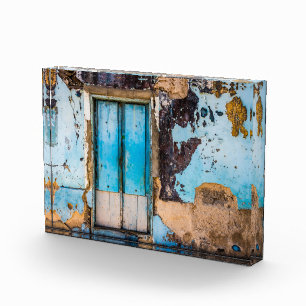 Bloque Para Fotos Pared azul y puerta