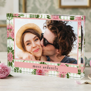 Bloque Para Fotos Pareja elegante cita de amor floral personalizada 