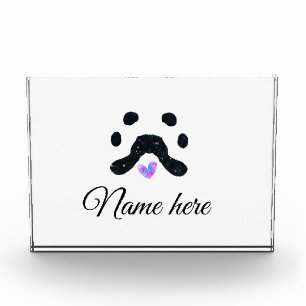 Bloque Para Fotos Pata de perro mascota negro añadir nombre texto fo