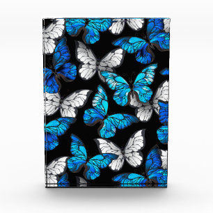 Bloque Para Fotos Patrón continuo oscuro con mariposas azules Morpho