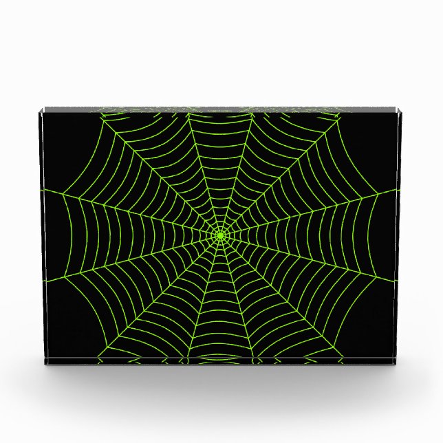 Bloque Para Fotos Patrón de Halloween en la telaraña verde neonesa n (Anverso)