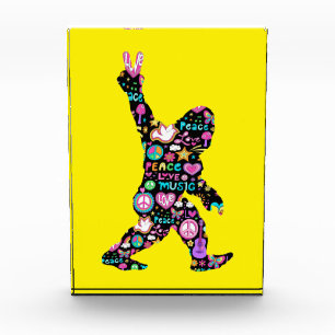 Bloque Para Fotos Paz Amor Bigfoot Hippie Divertido Amante de Bigfoo