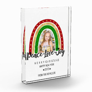 Bloque Para Fotos Peace Love Joy Merry Christmas Rainbow Photo