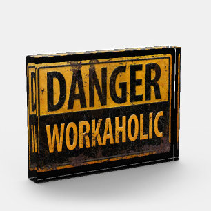 Bloque Para Fotos PELIGRO TRABAJADOR AHOLIC RÚSTICO aviso de peligr