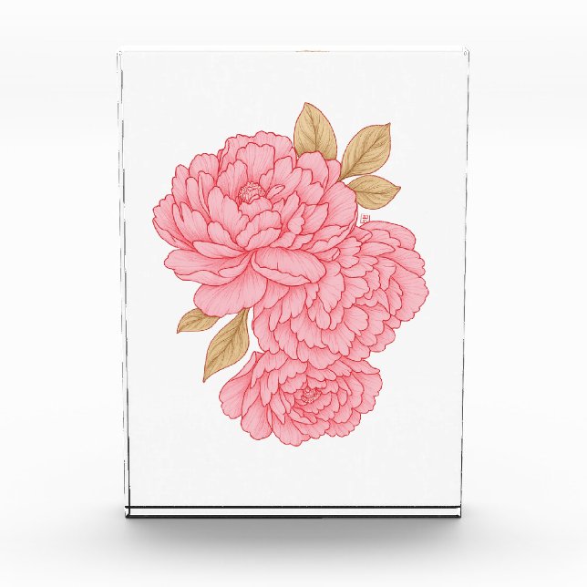 Bloque Para Fotos Peonies Elegantes - Ilustracion floral rosa suave (Anverso)