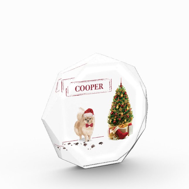 Bloque Para Fotos Perro con árbol de Navidades divertidos de Pomeran (Izquierda)