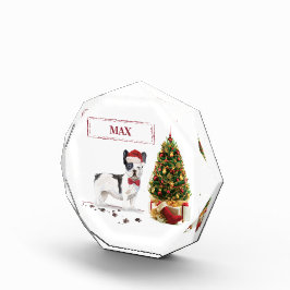 Bloque Para Fotos Perro de los Navidades de Bulldog blanco y negro d