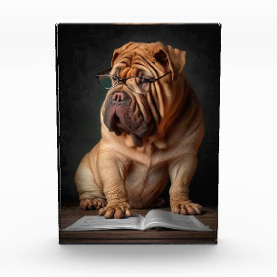 Bloque Para Fotos Perro Shar Pei Inteligente con Diseño de Libro