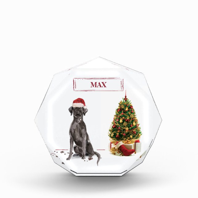 Bloque Para Fotos Perro y árbol graciosos de Black Lab Navidades (Anverso)