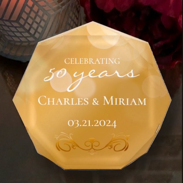 Bloque Para Fotos Personalizado 50° Aniversario de Oro Keepsake Gift (Personalize with couples names and date for elegant golden 50th wedding anniversary keepsake gift
)