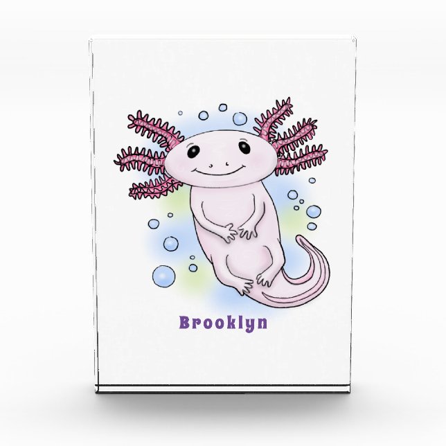 Bloque Para Fotos Personalizado axolotópico rosa adorable (Anverso)