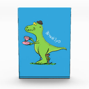 Bloque Para Fotos Personalizado de dinosaurios de color verde gracio