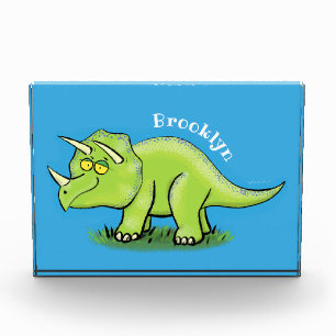 Bloque Para Fotos Personalizado de dinosaurios de triceratops verde