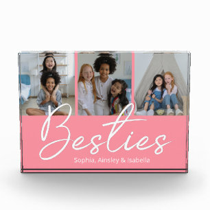 Bloque Para Fotos Personalizado de guiones de Besties rosa