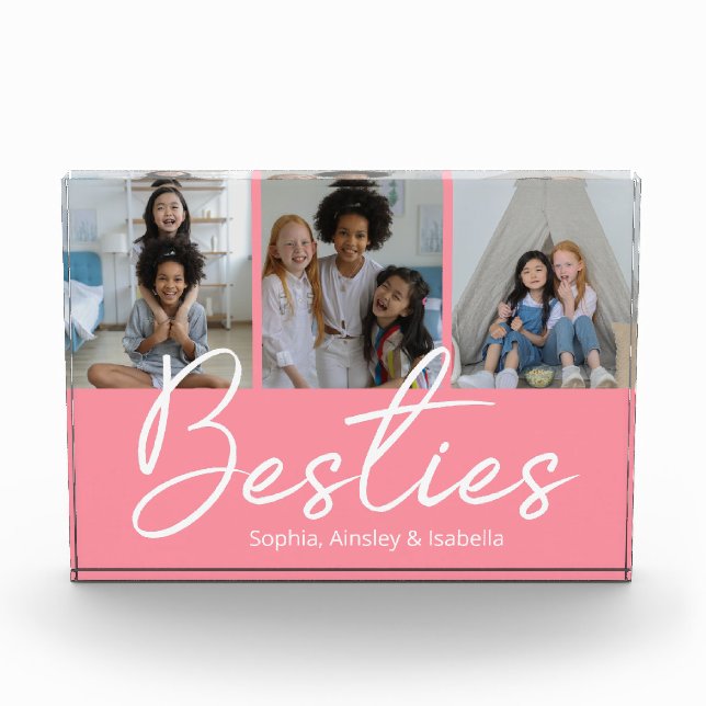 Bloque Para Fotos Personalizado de guiones de Besties rosa (Anverso)