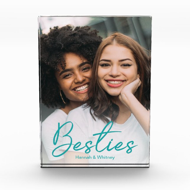 Bloque Para Fotos Personalizado de guiones Verde azulados de Besties (Anverso)