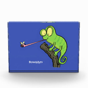 Bloque Para Fotos Personalizado de lagarto de camaleón verde lindo