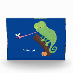 Bloque Para Fotos Personalizado de lagarto de camaleón verde lindo