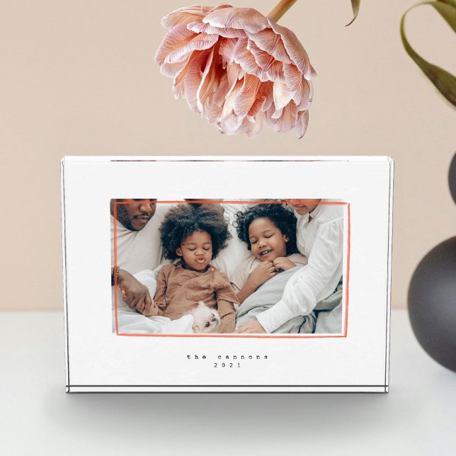 Bloque Para Fotos Personalizado de líneas mínimas (Modern Minimal Red Lines Custom Photo Block)