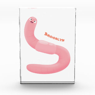 Bloque Para Fotos Personalizado de lombrices de tierra rosa y alegre