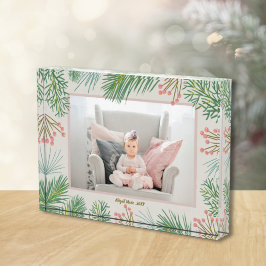Bloque Para Fotos Personalizado de Navidades de Berries Evergreens