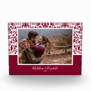 Bloque Para Fotos Personalizado de Navidades de Cranberry Damask