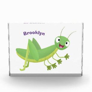 Bloque Para Fotos Personalizado de saltamontes alegre verde