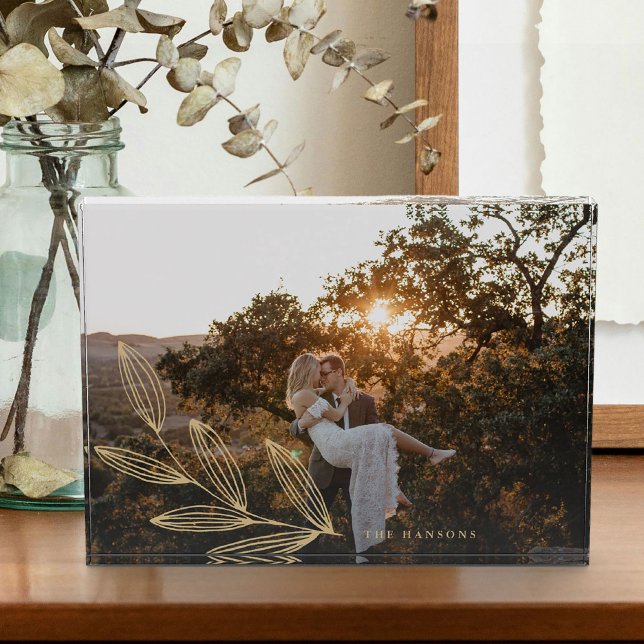 Bloque Para Fotos Personalizado del brote de oro (Gold Sprout Custom Photo Block)