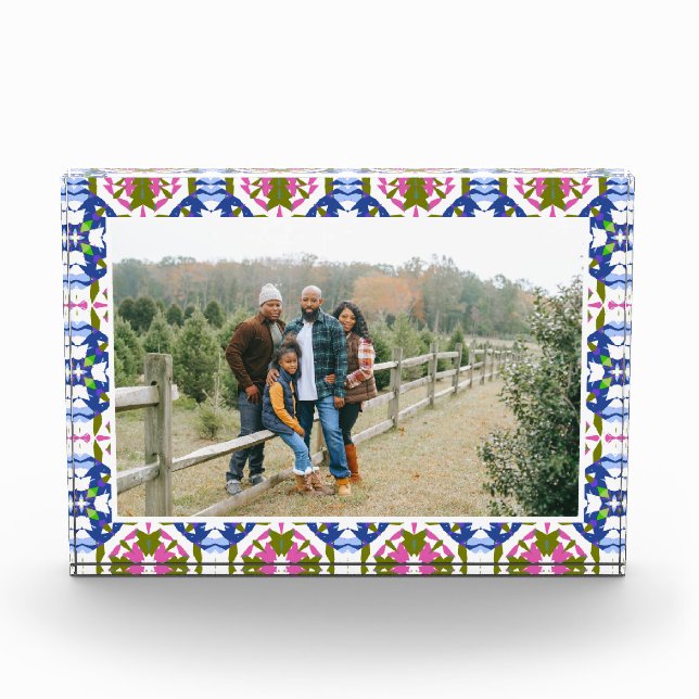 Bloque Para Fotos Personalizado feliz verde brillante azul Navidades (Anverso)