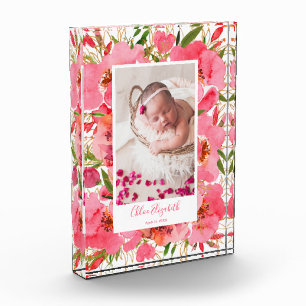 Bloque Para Fotos Personalizado floral de bebé recién nacida
