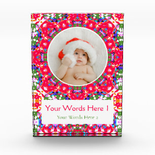 Bloque Para Fotos Personalizado Jolly Red Green Navidades Blue Decor