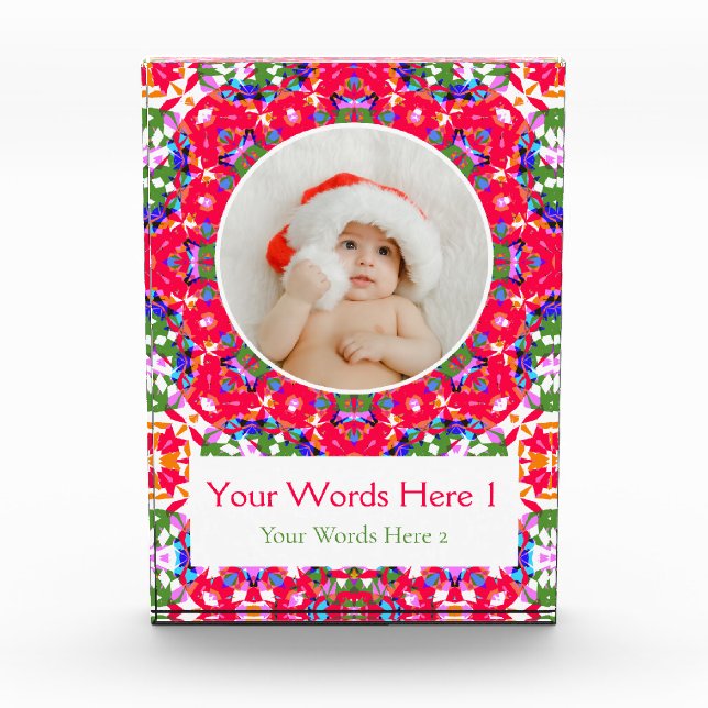 Bloque Para Fotos Personalizado Jolly Red Green Navidades Blue Decor (Anverso)