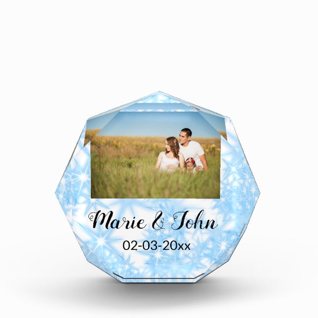 Bloque Para Fotos personalizado simple purpurina brillante azul colo (Anverso)