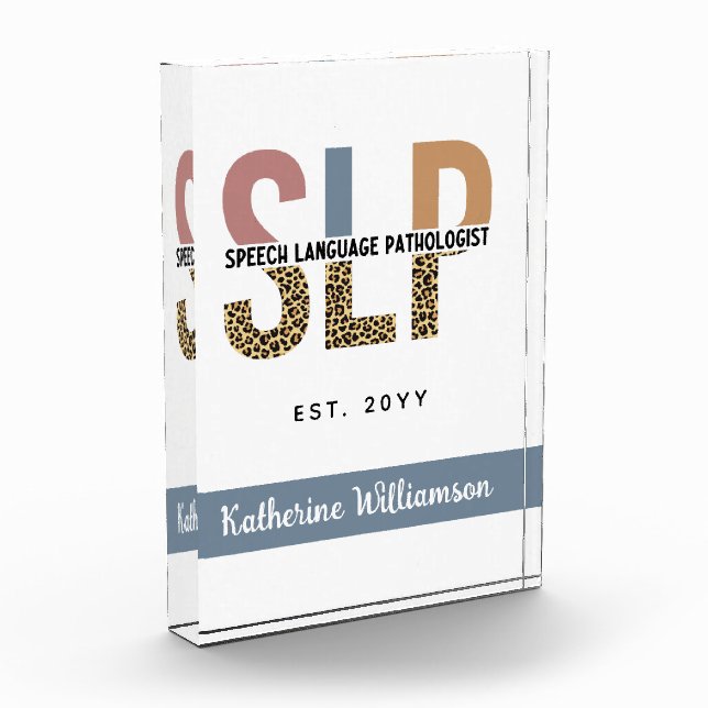Bloque Para Fotos Personalizado SLP Speech Pathólogo Leopard Print (Izquierda)