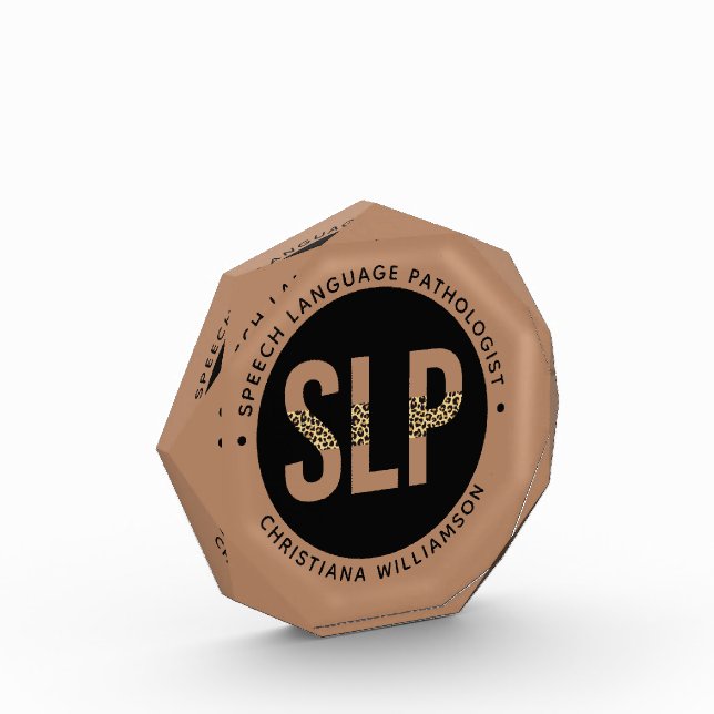 Bloque Para Fotos Personalizado SLP Speech Pathólogo Leopard Print G (Izquierda)