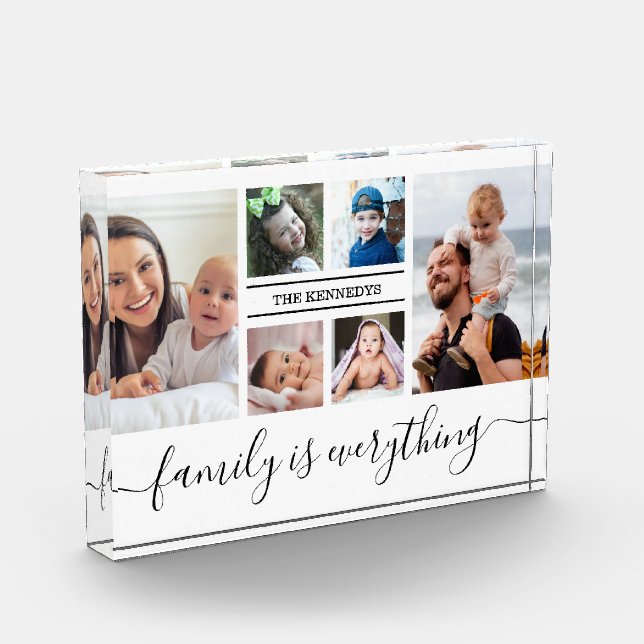 Bloque Para Fotos Personalized 6 Picture Collage Quote Family Name  (Izquierda)