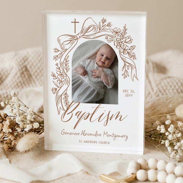 Bloque Para Fotos Personalized Baptism Keepsake Floral Baby Gift (Personalized Baptism Keepsake Floral Baby Gift Photo Block)