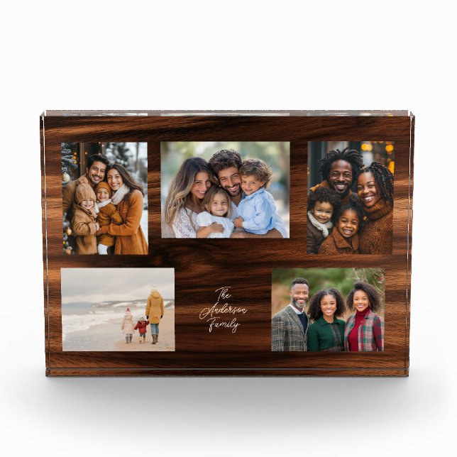 Bloque Para Fotos Personalized Family 5 Photo Collage (Anverso)