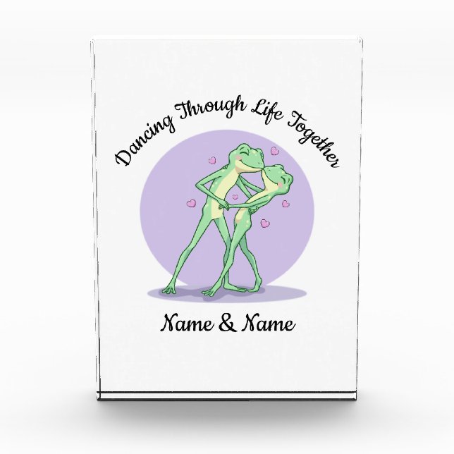 Bloque Para Fotos Personalized Frog Couple Acrylic Block (Anverso)
