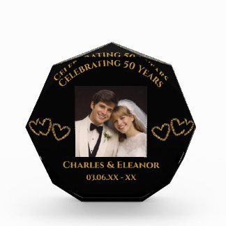 Bloque Para Fotos Personalized Golden 50th Anniversary Photo Gift