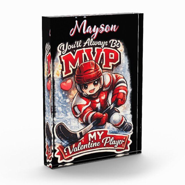 Bloque Para Fotos Personalized Hockey MVP My Valentine Player (Izquierda)