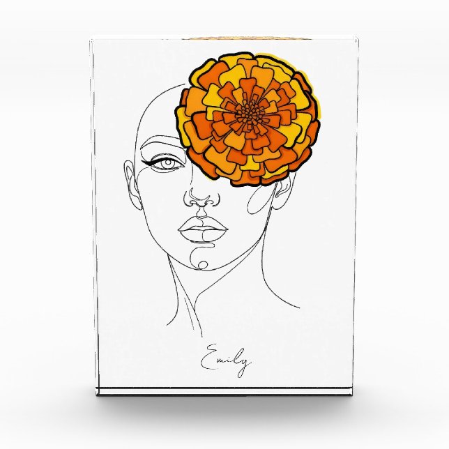 Bloque Para Fotos Personalized October Birth Flower Portrait (Anverso)