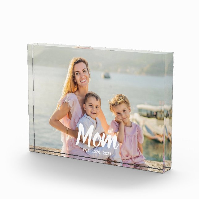 Bloque Para Fotos Personalized Script Mom Established Photo Keepsake (Derecha)