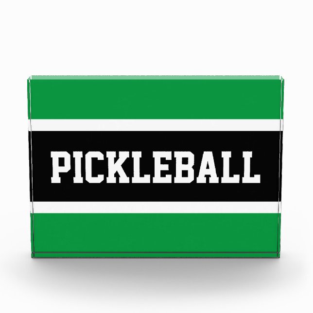 Bloque Para Fotos PICKLEBALL Fun Athletic Black Green White Stripes (Anverso)