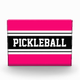 Bloque Para Fotos PICKLEBALL Luminosas rayas de Carreras blanca rosa