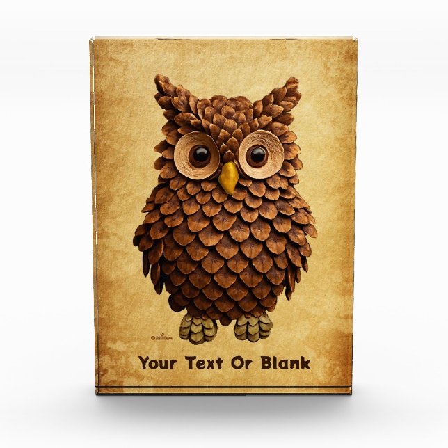 Bloque Para Fotos Pine Cone Owl (Anverso)
