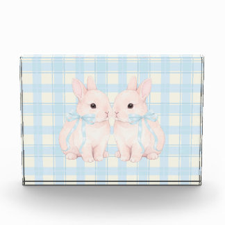 Bloque Para Fotos Pink Marshmallow Bunny Rabbits Easter Acrylic Art