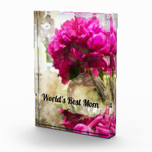 Pink Peony Floral Watercolor Worlds Mejor Mamá